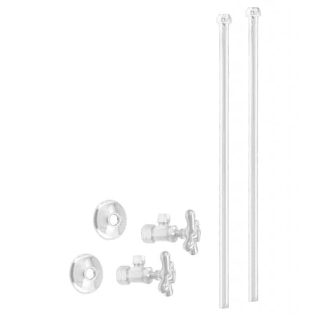 Westbrass Faucet Kit, 5/8" OD x 3/8" OD x 20" Bullnose in Powder coated White D105KBNX-50